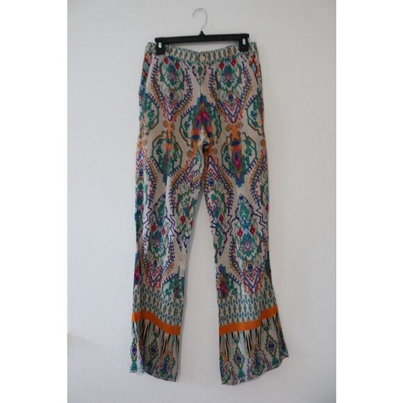 Zara Women's Boho Aztec Ikat Printed Flare Pants Size S Tropical Festival - Picture 6 of 9